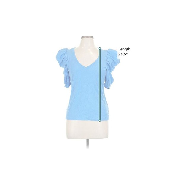 Nation Ltd Celine Puff Sleeve Top Royal Blue Sz L - Picture 5 of 8